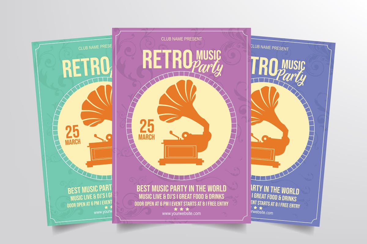 复古怀旧音乐主题海报设计模板 Retro Music Par