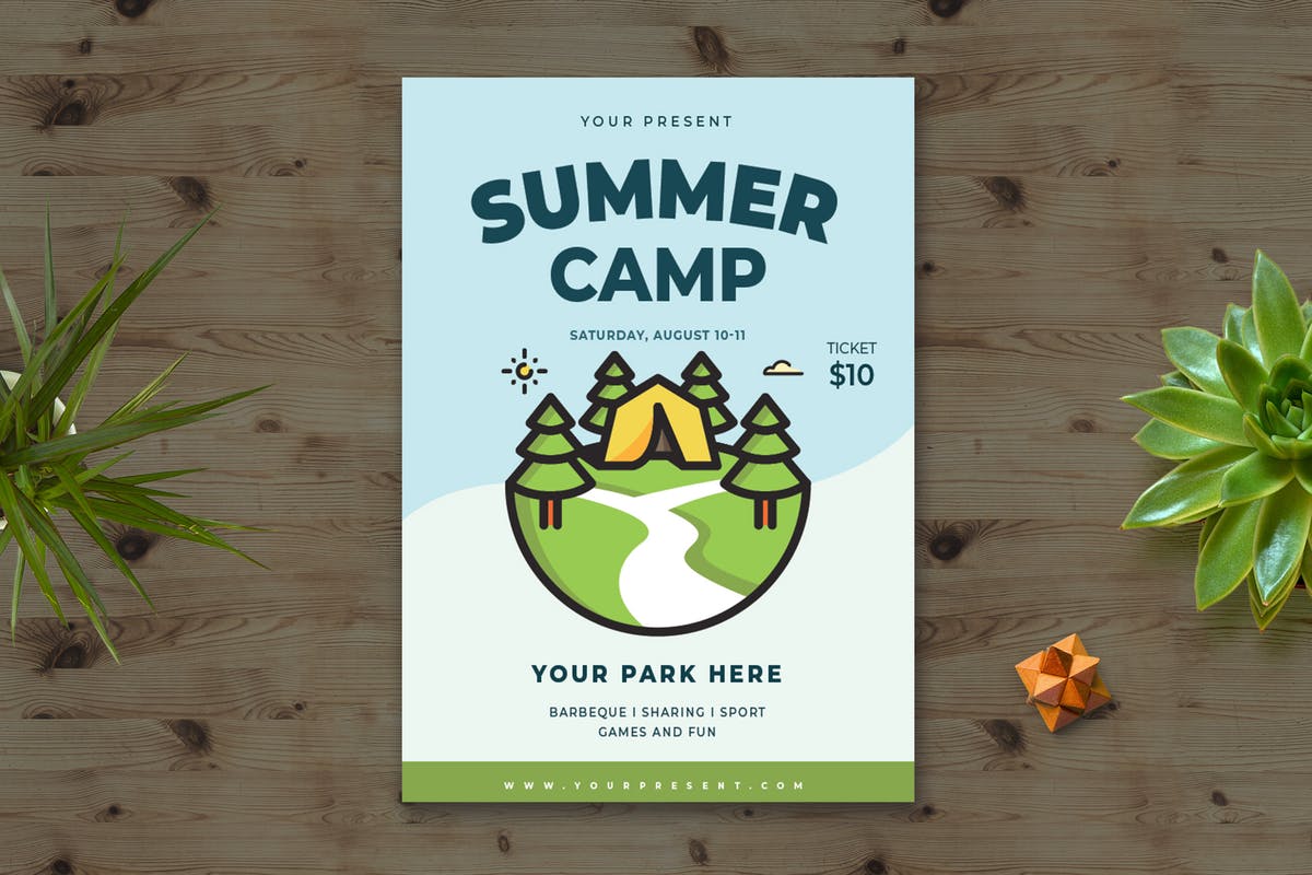 校园夏令营活动海报设计素材v1 Summer Camp Fl
