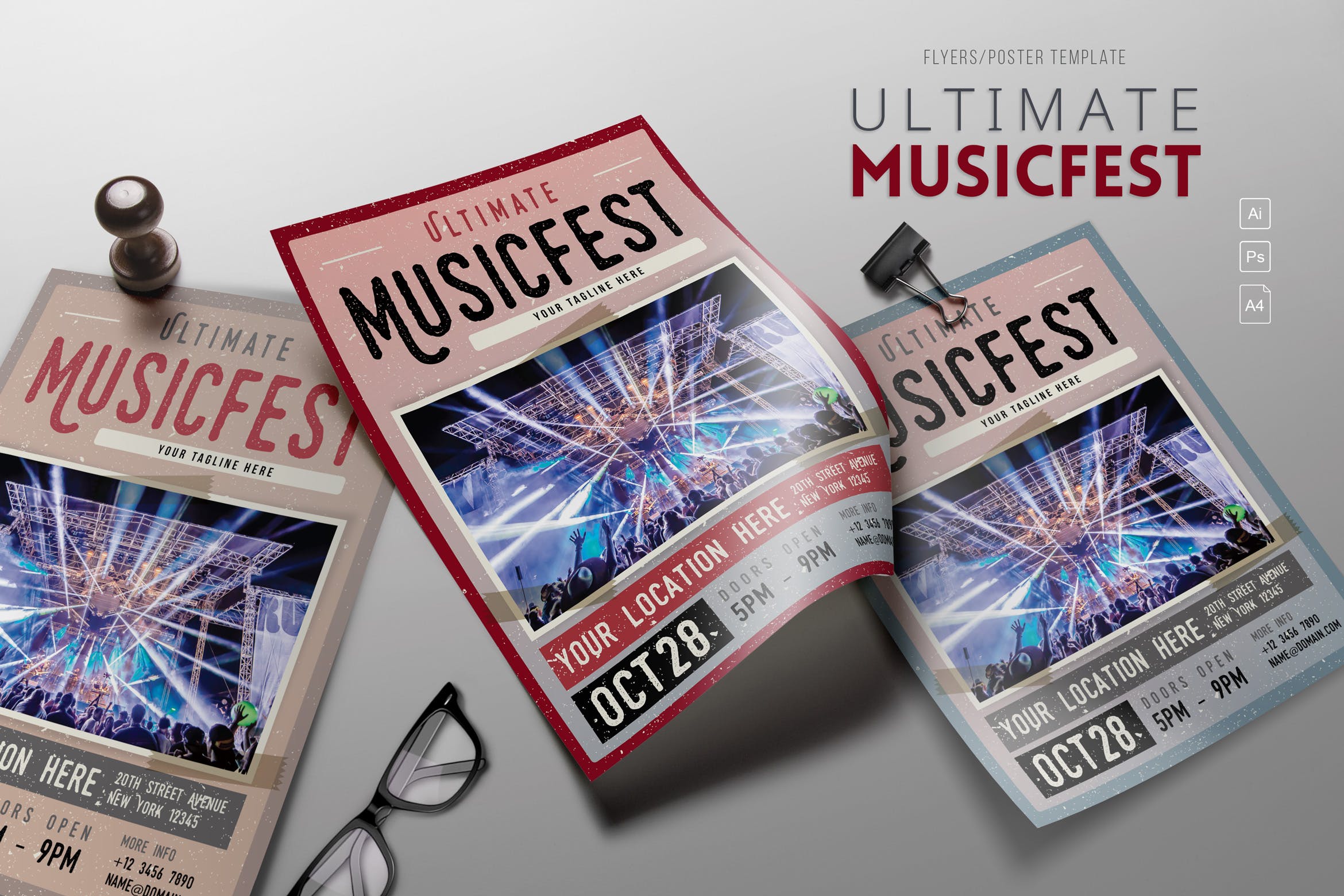 大型音乐节活动宣传海报设计模板 Ultimate Music