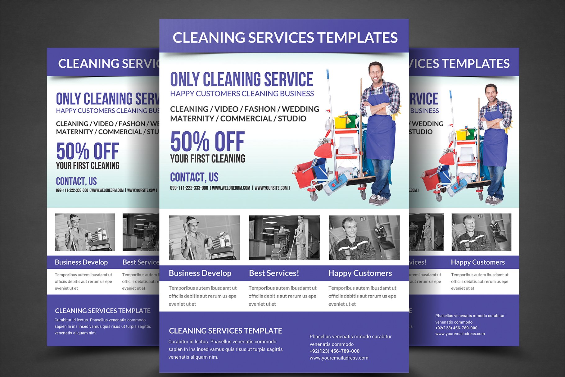 清洁工公司保洁服务宣传海报设计模板 Cleaning Ser