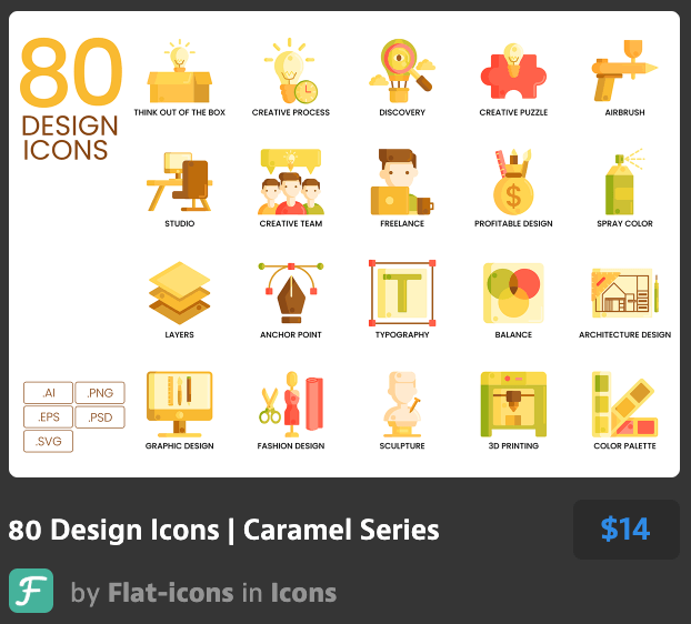 营销传播和演示设计图标集Design Icons Caram