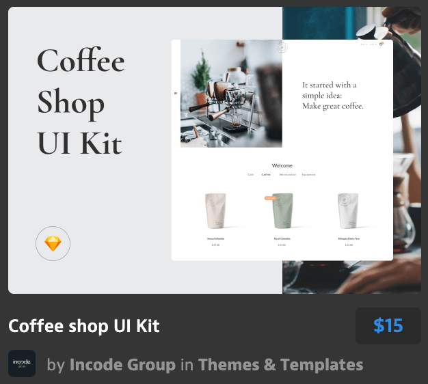 咖啡厅用户界面工具包Coffee shop UI Kit