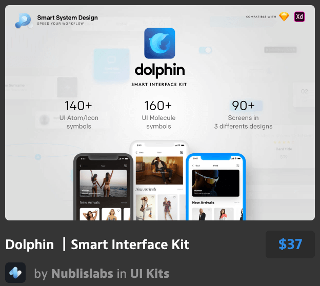 网站UI设计线框图套件Dolphin Smart Inter