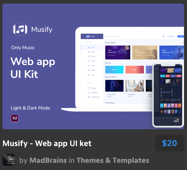 悦耳的音乐-Web应用程序界面Musify - Web ap