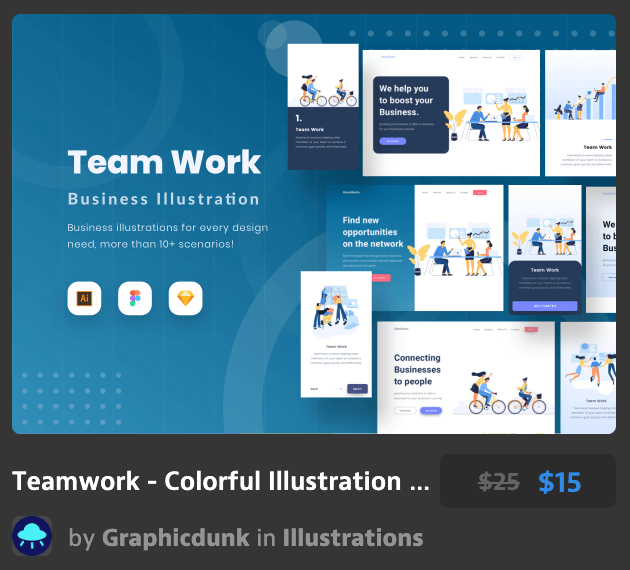 团队合作-创业网站彩色插图Teamwork - Colorf