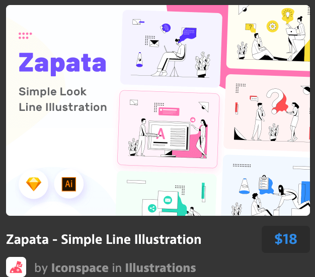 简约有趣的线条插图Zapata - Simple Line