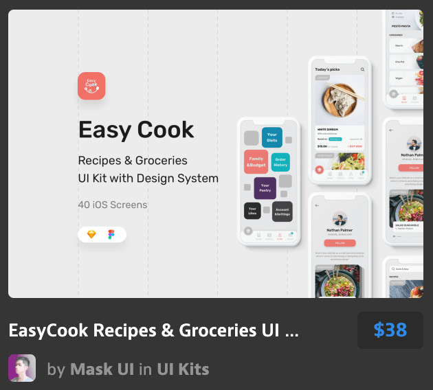 简易食谱和日用品用户界面工具包Recipes & G
