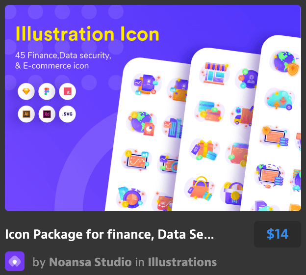 金融、数据安全和电子商务图标包Icon Package fo