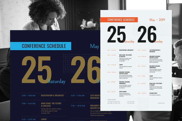 会议日程海报设计模板素材 Conference Schedu