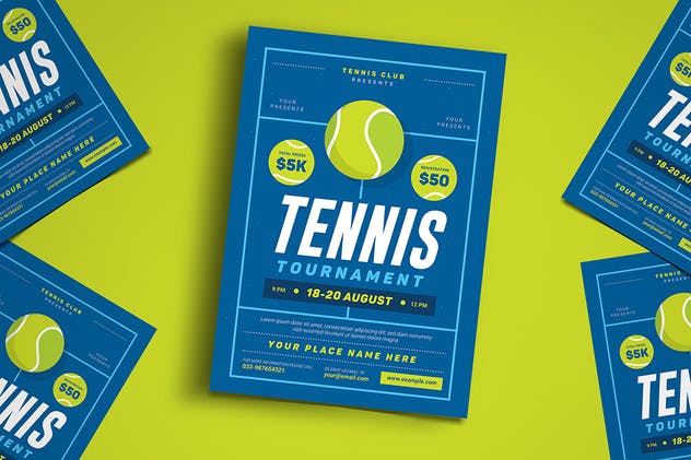 网球比赛活动预告海报设计模板 Tennis Tourname