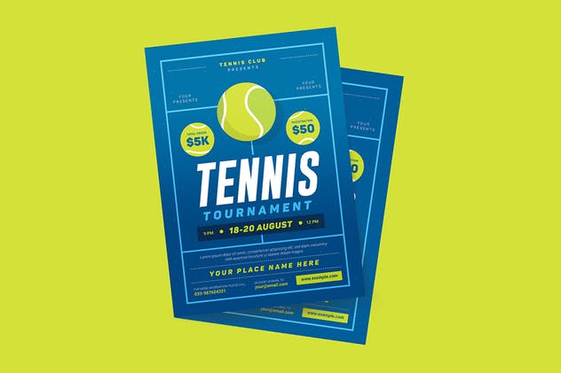 网球比赛活动预告海报设计模板 Tennis Tourname