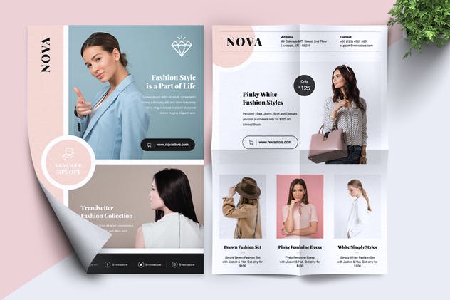 极简主义时尚行业品牌宣传传单设计模板 NOVA Minima