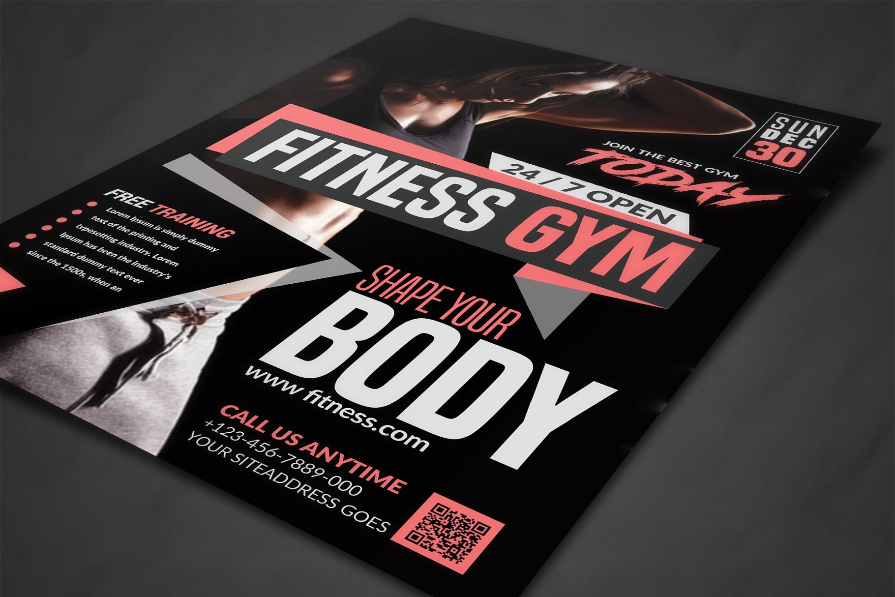 健身馆宣传海报设计模板 Fitness Flyer Temp