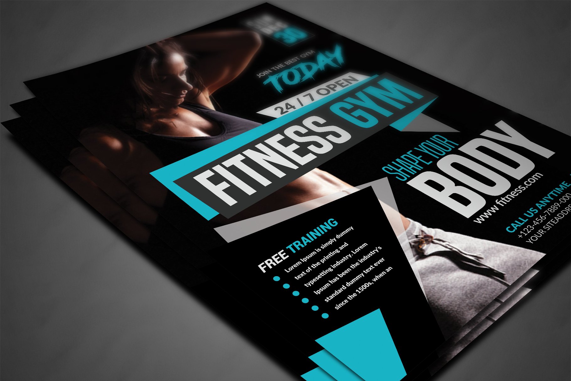 健身馆宣传海报设计模板 Fitness Flyer Temp