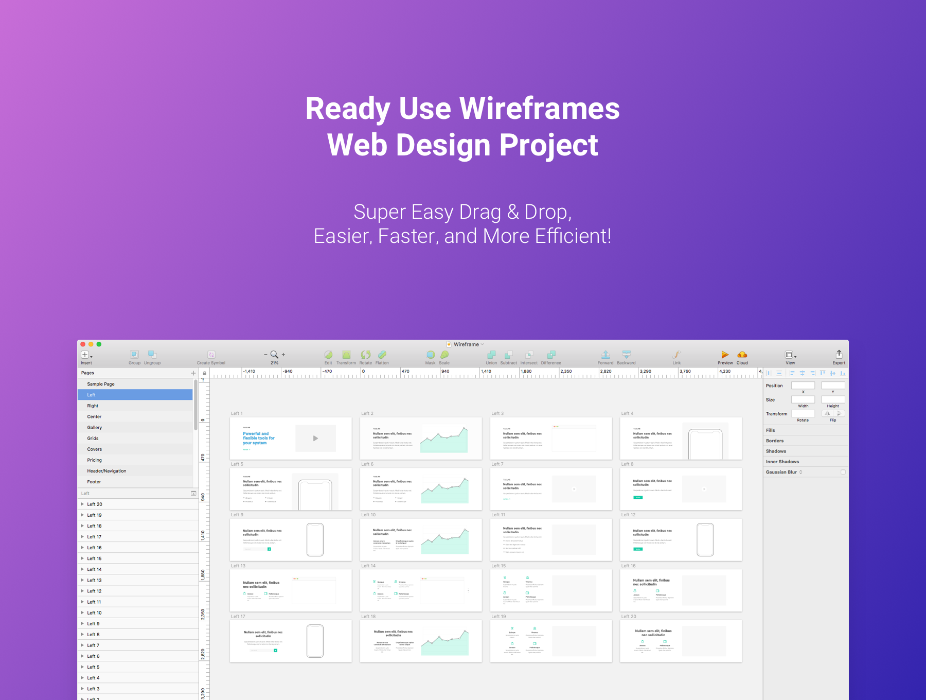 整套Web网页线框原型设计UI工具包 Wirefire -