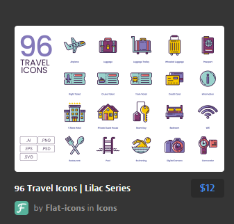 旅行图标紫丁香系列 Travel Icons Lilac S