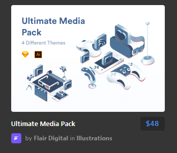 终极媒体包等距概念插画Ultimate Media Pack