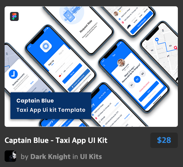 出租车应用程序UI工具包Captain Blue - Tax