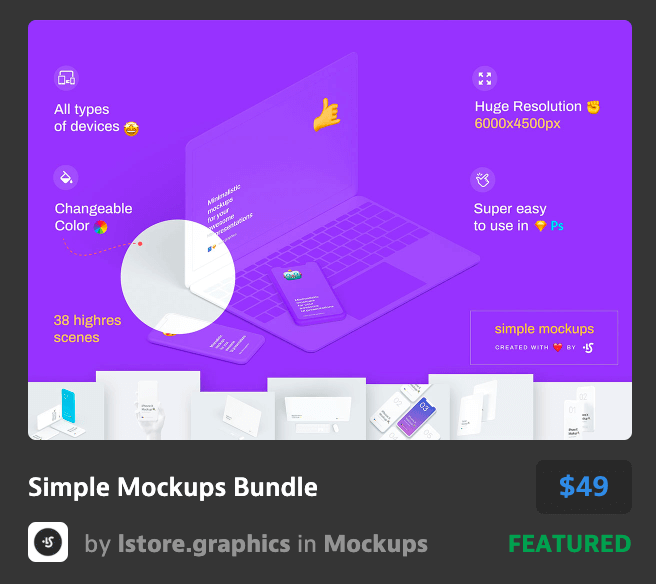 紫色简单模型包图解Simple Mockups Bundle