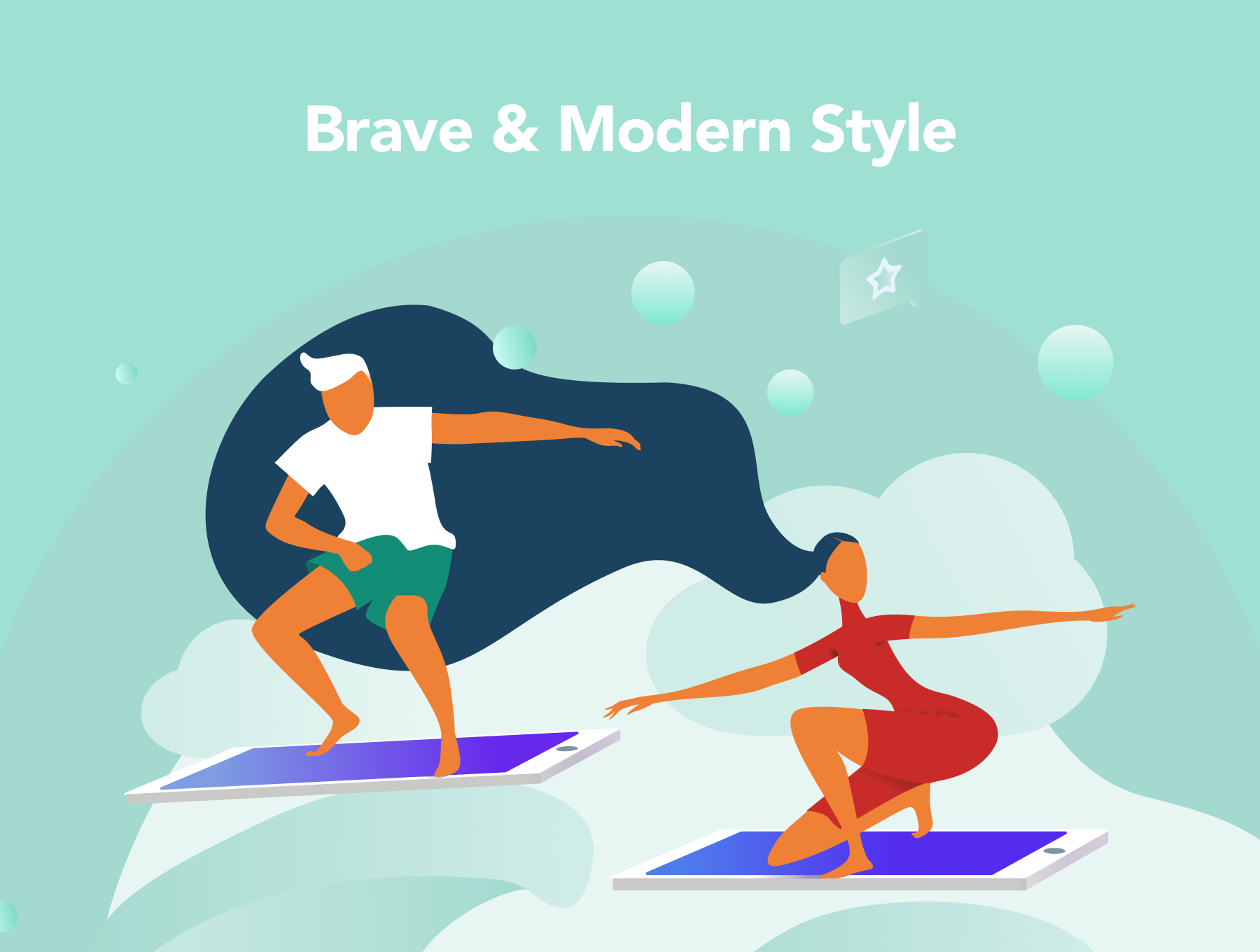 瑜伽运动行程图示Brave Illustrations