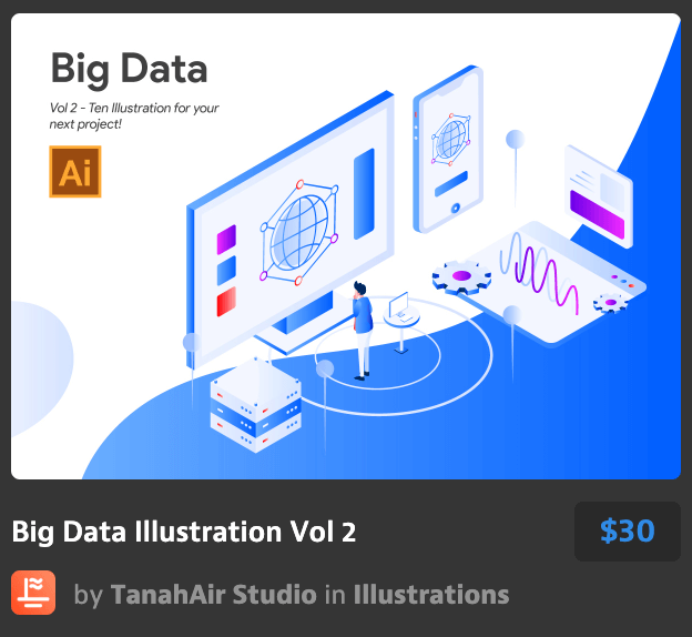 互联网数据说明插画Big Data Illustration