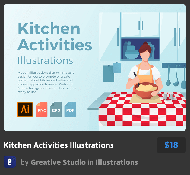 厨房活动插图Kitchen Activities Illus