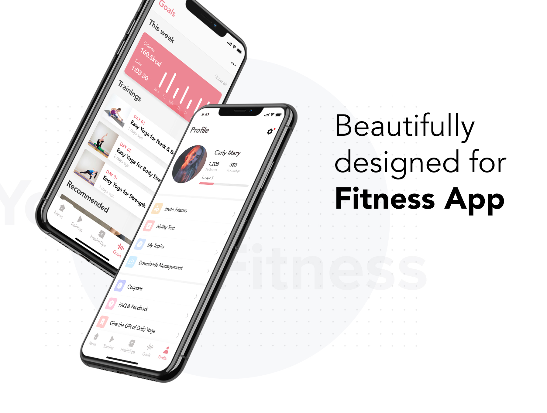 瑜伽健身手机应用程序用户界面套件Fitness Mobile