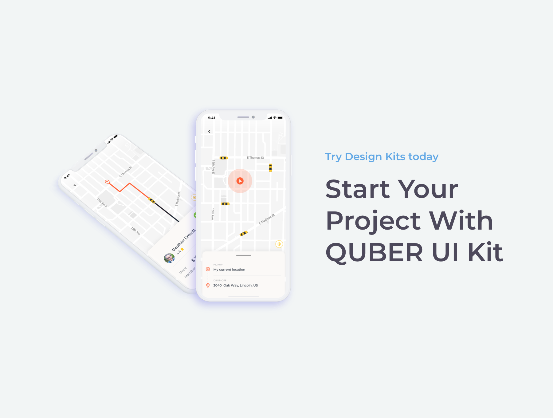 出租车应用程序UI工具包QUBER Taxi App UI