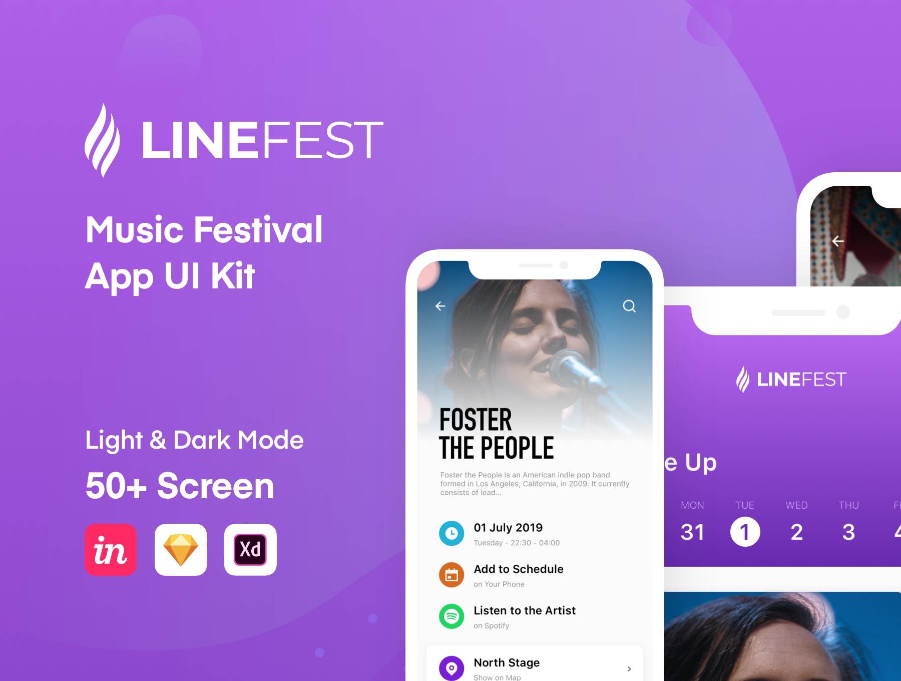 音乐节移动应用程序用户界面工具包 Festival Mobi