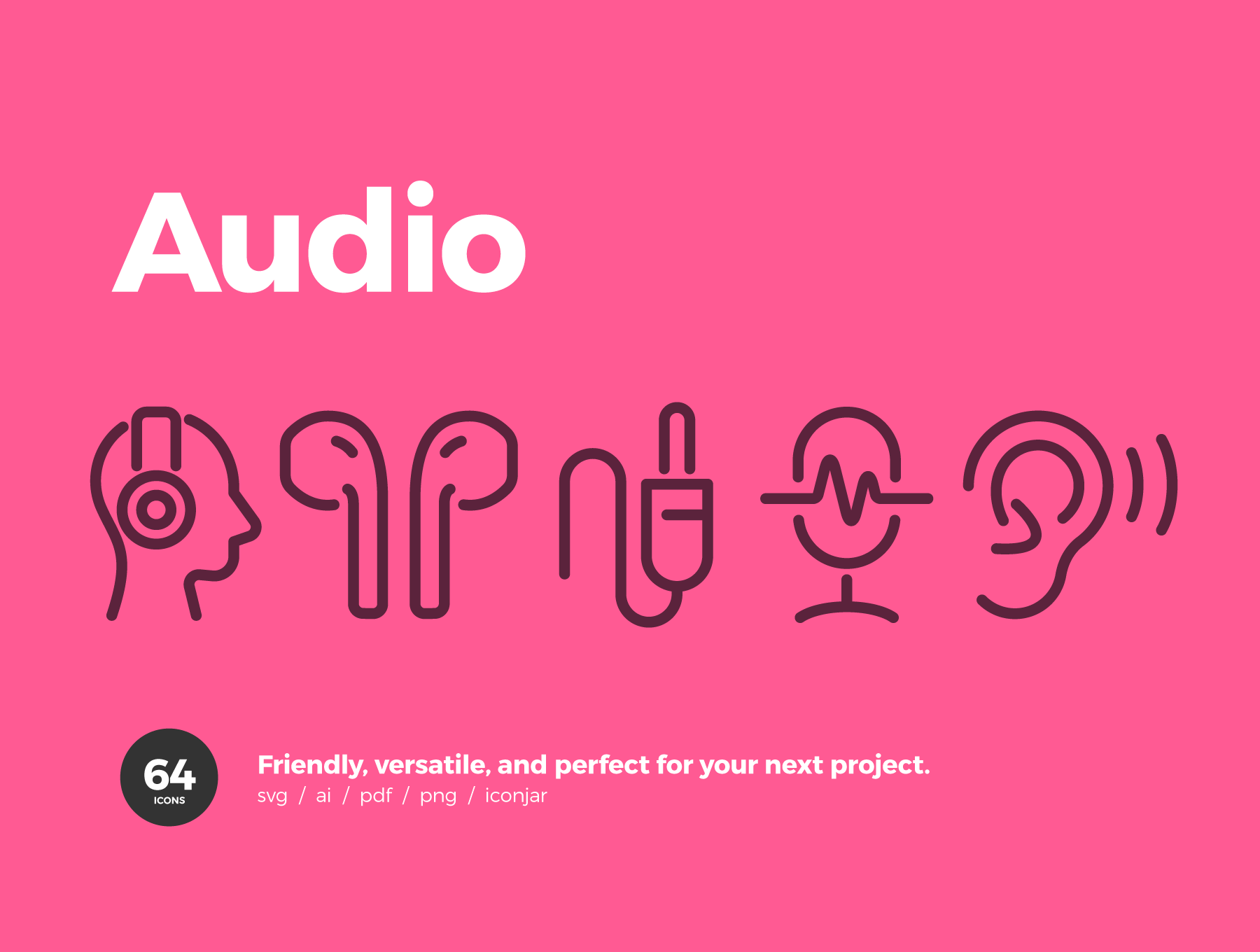 线性耳机音频图标Audio Icons
