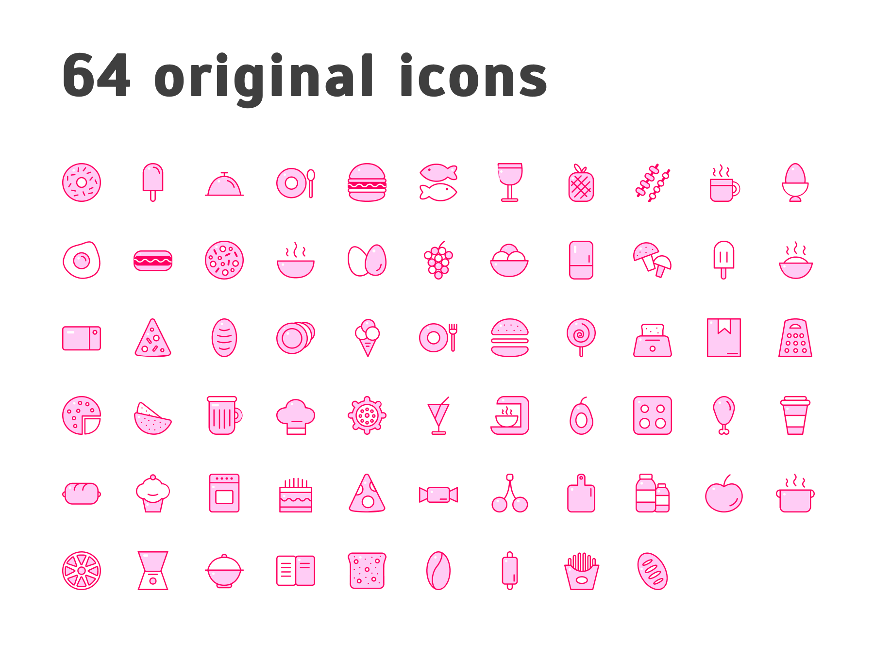 粉色食物图表集合Food Icons Set