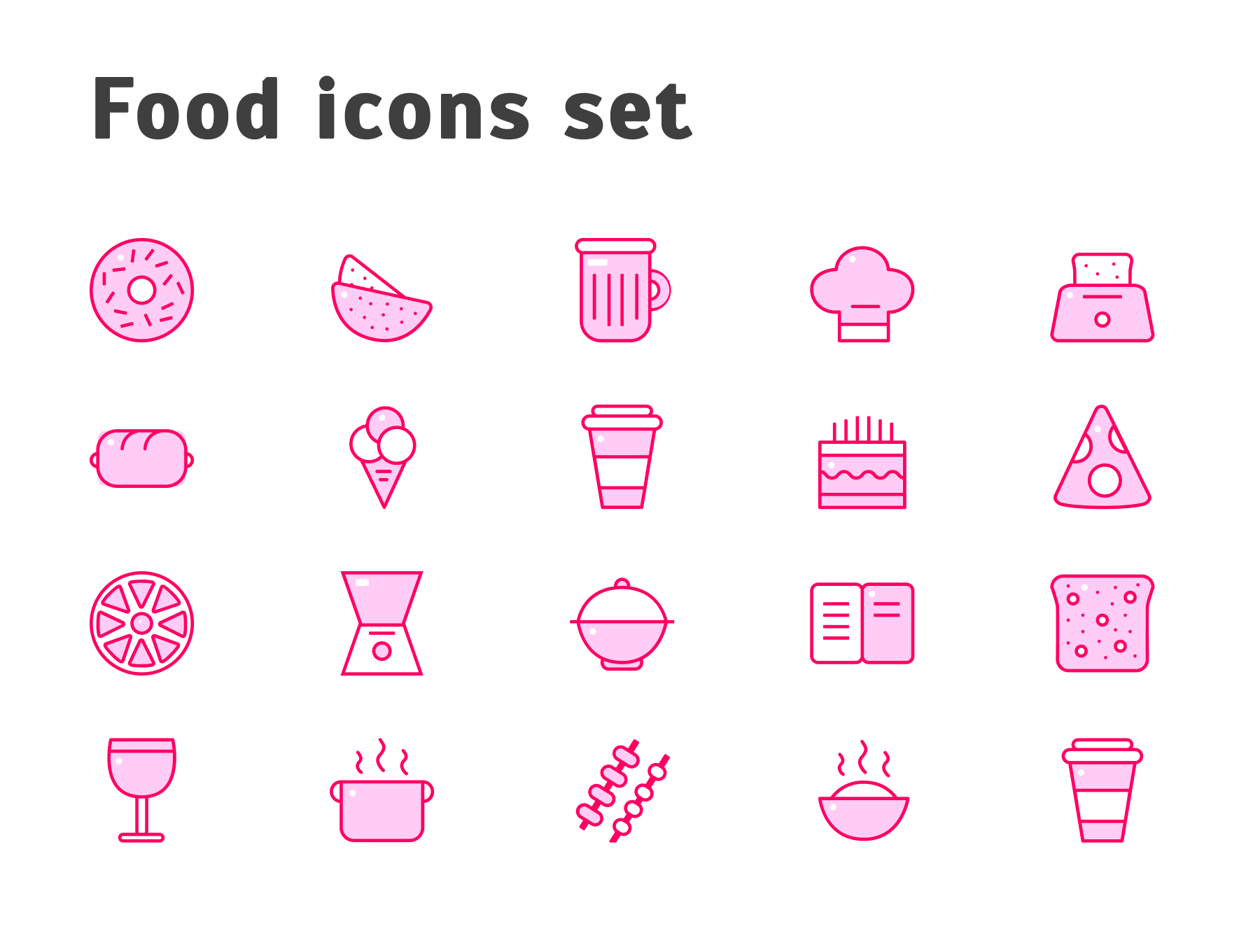 粉色食物图表集合Food Icons Set