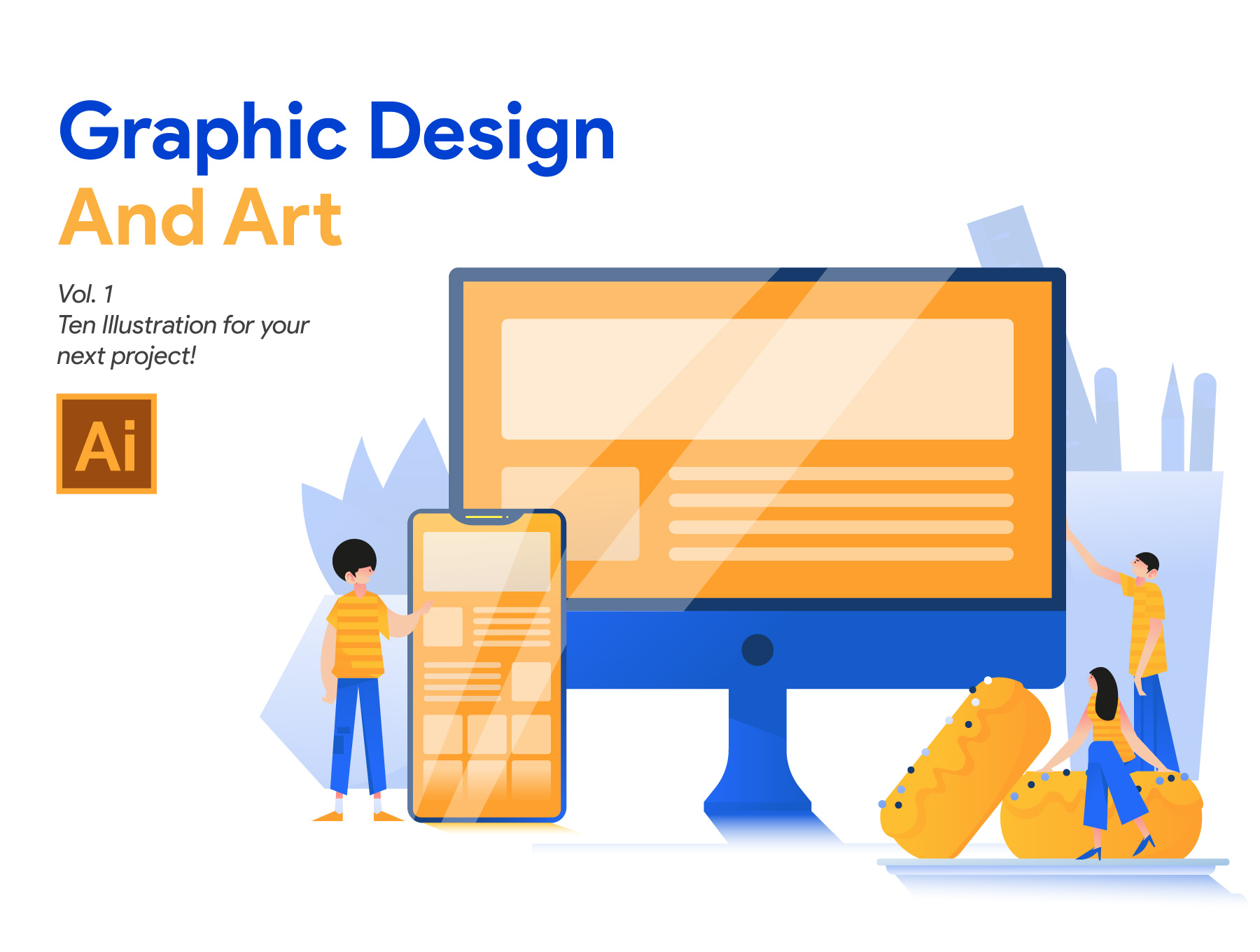 平面设计与艺术概念插图Graphic Design and