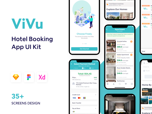 酒店预订应用程序用户界面工具包Hotel Booking A