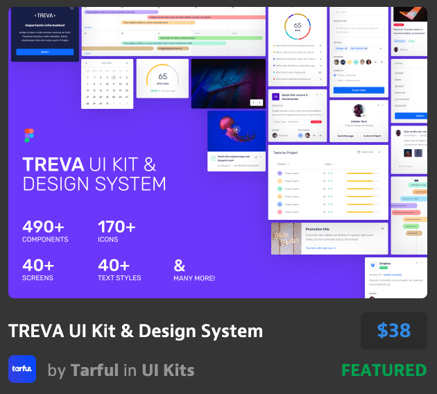网站设计线框图元素设计素材TREVA UI Kit &