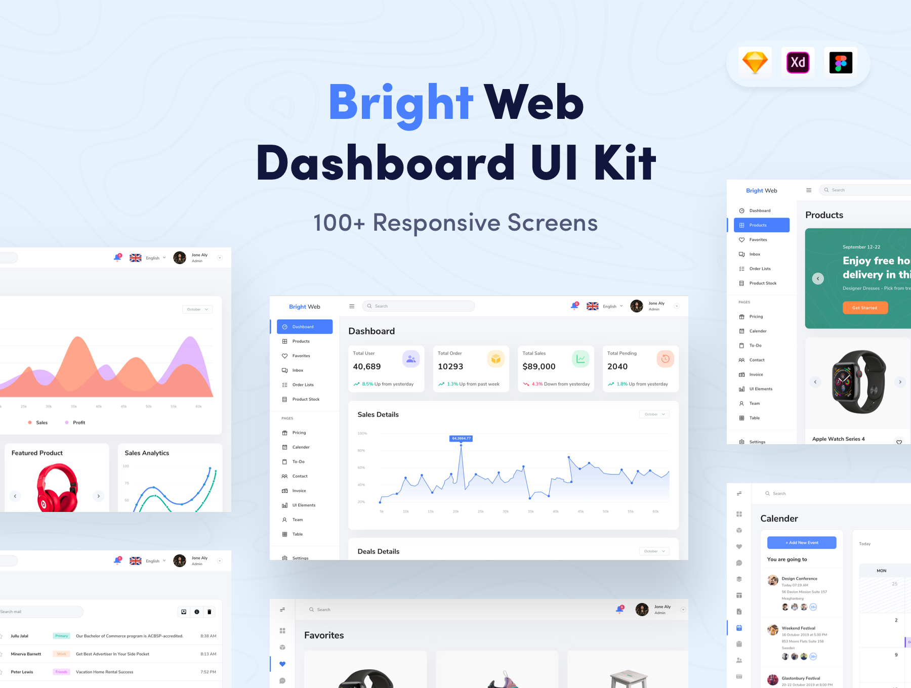 仪表板用户界面工具包Web Dashboard UI Kit
