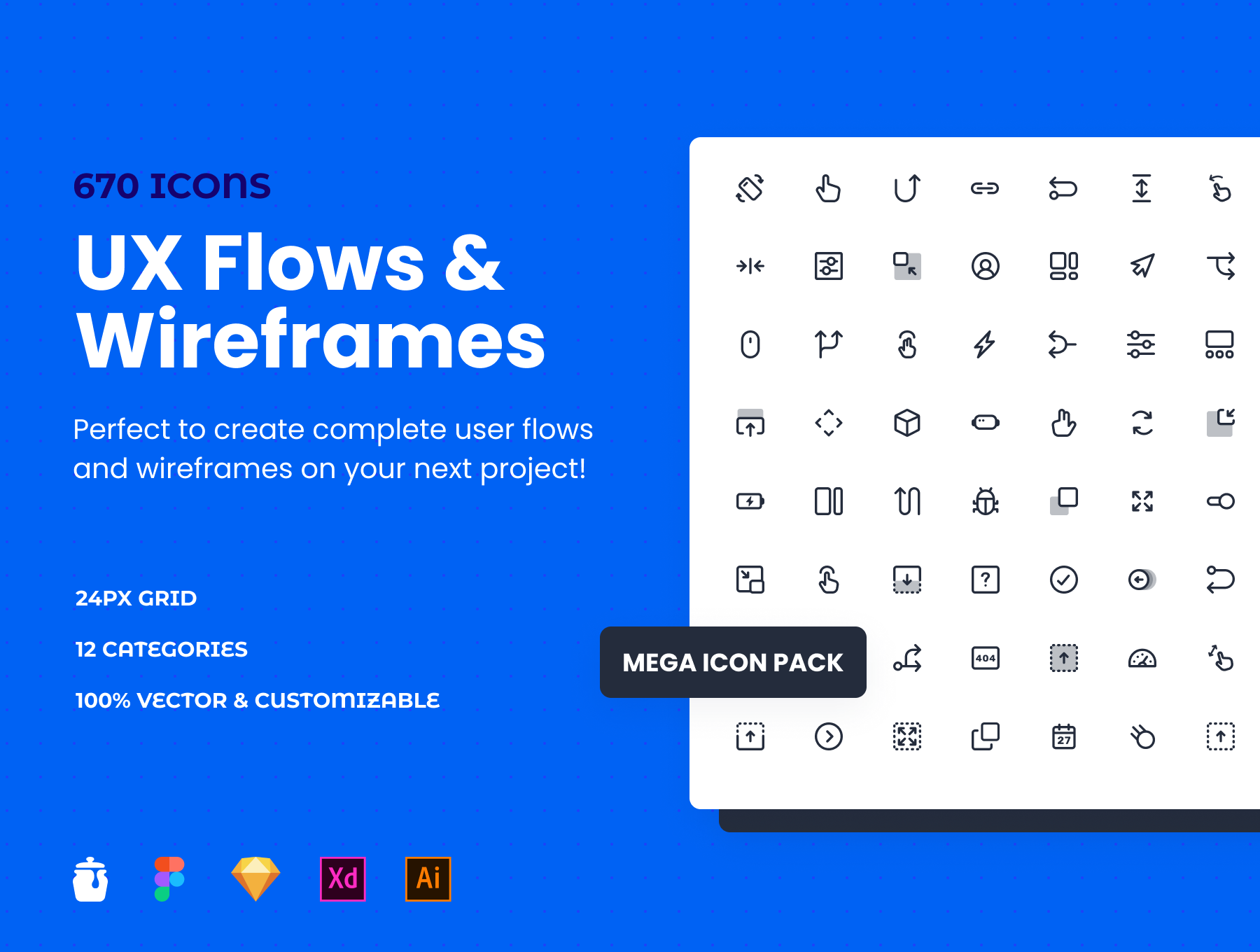 流线框大图标包UX Flows Wireframes Meg