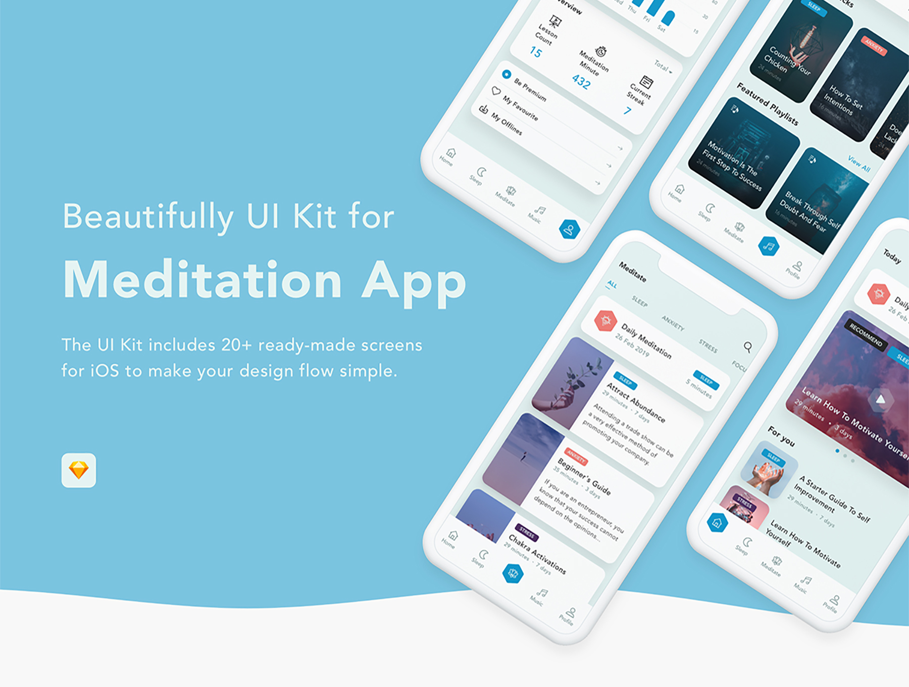 冥想用户界面工具包Meditation UI Kit