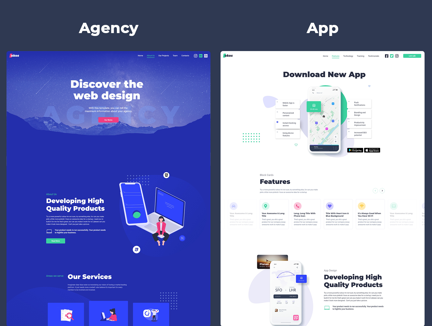 高品质登录页包Okos Landing Pages Pack