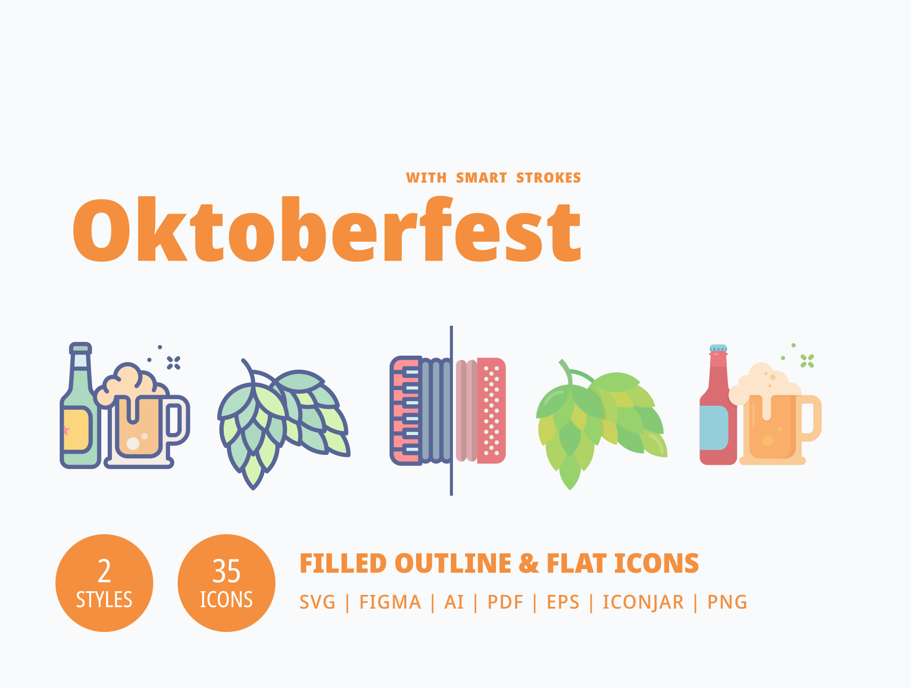 啤酒节彩色插图包图标Oktoberfest Color Bu