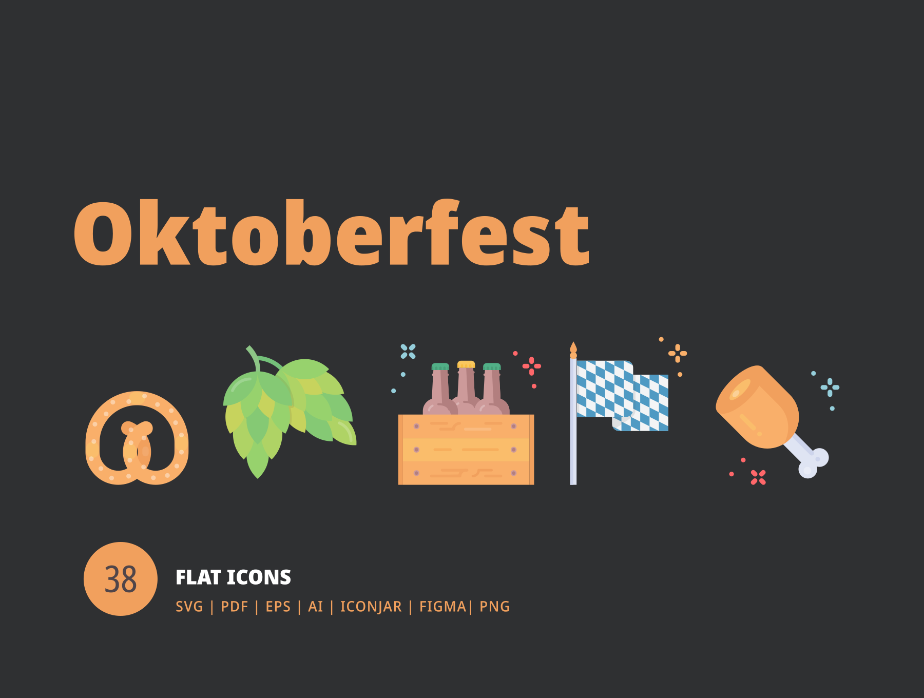 啤酒节平面图标Oktoberfest Flat Icons