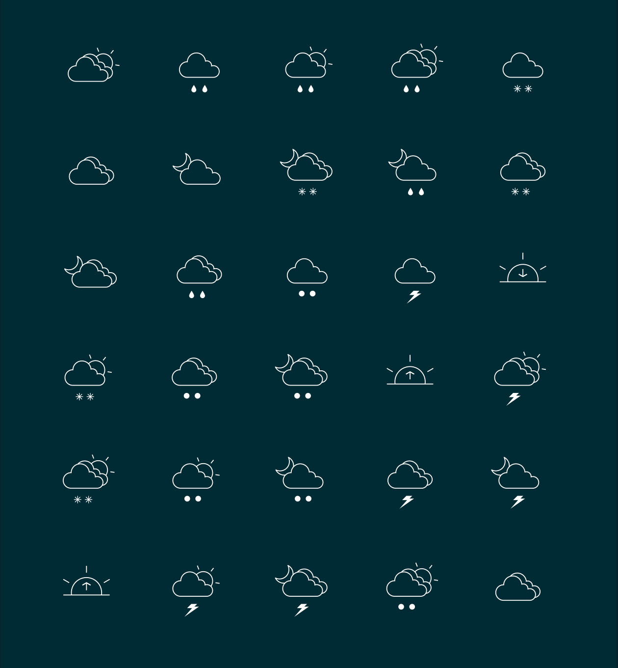 天气主题线性图标素材 Weather Line Icons