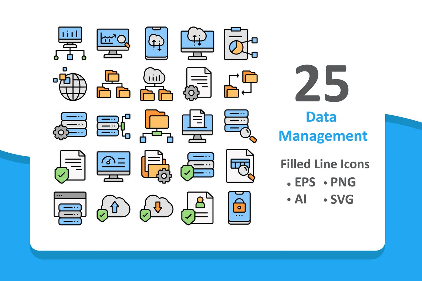 大数据管理线性图标素材 25 Data Management