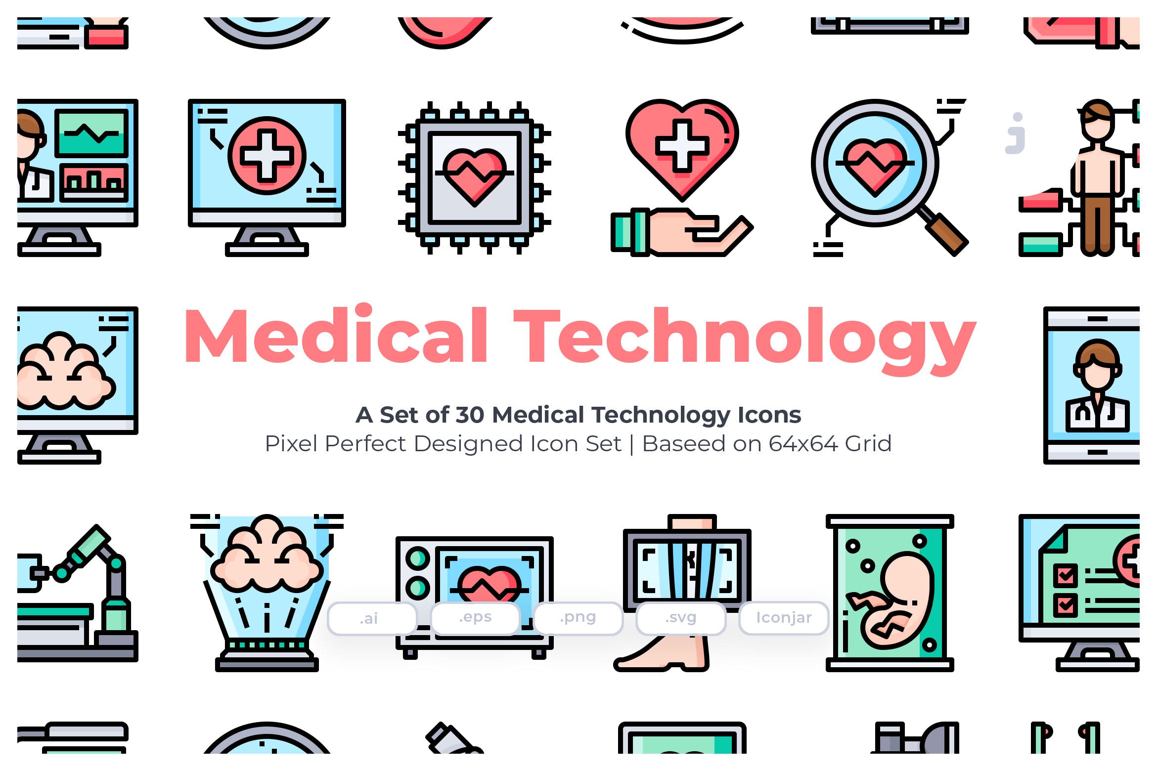 医疗技术彩色矢量图标素材 30 Medical Techno