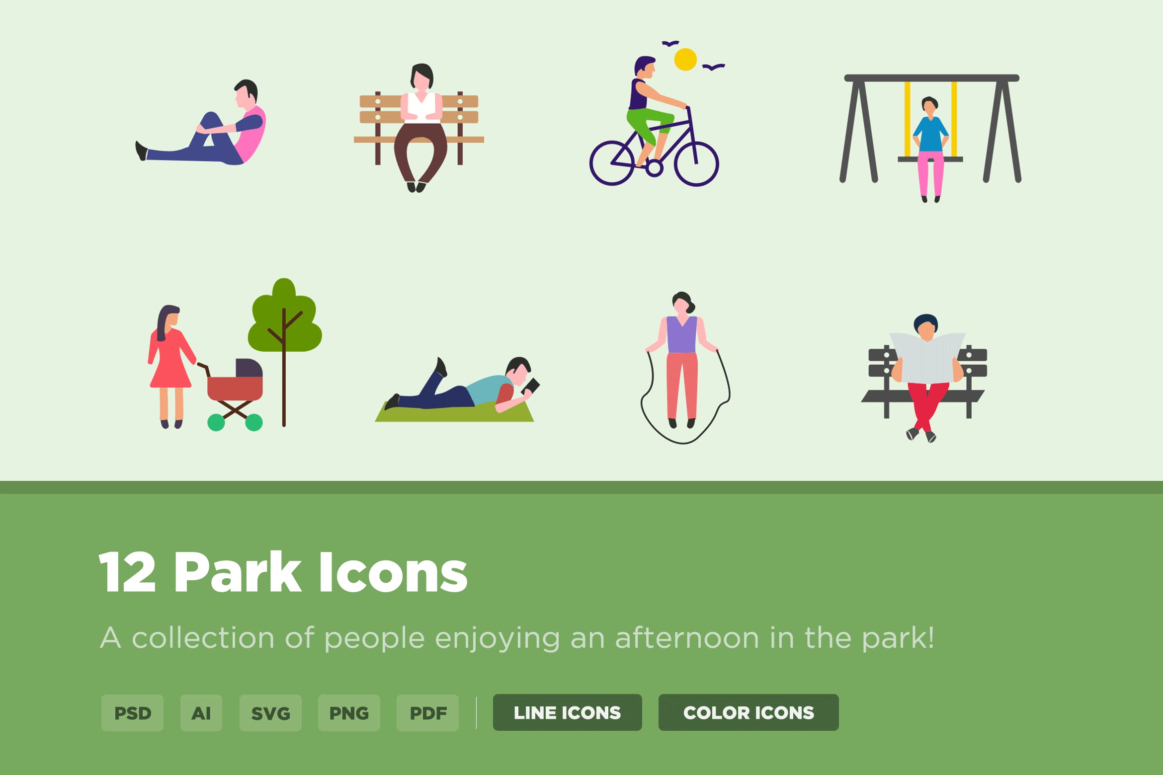 公园设施矢量图标 12 Park Icons