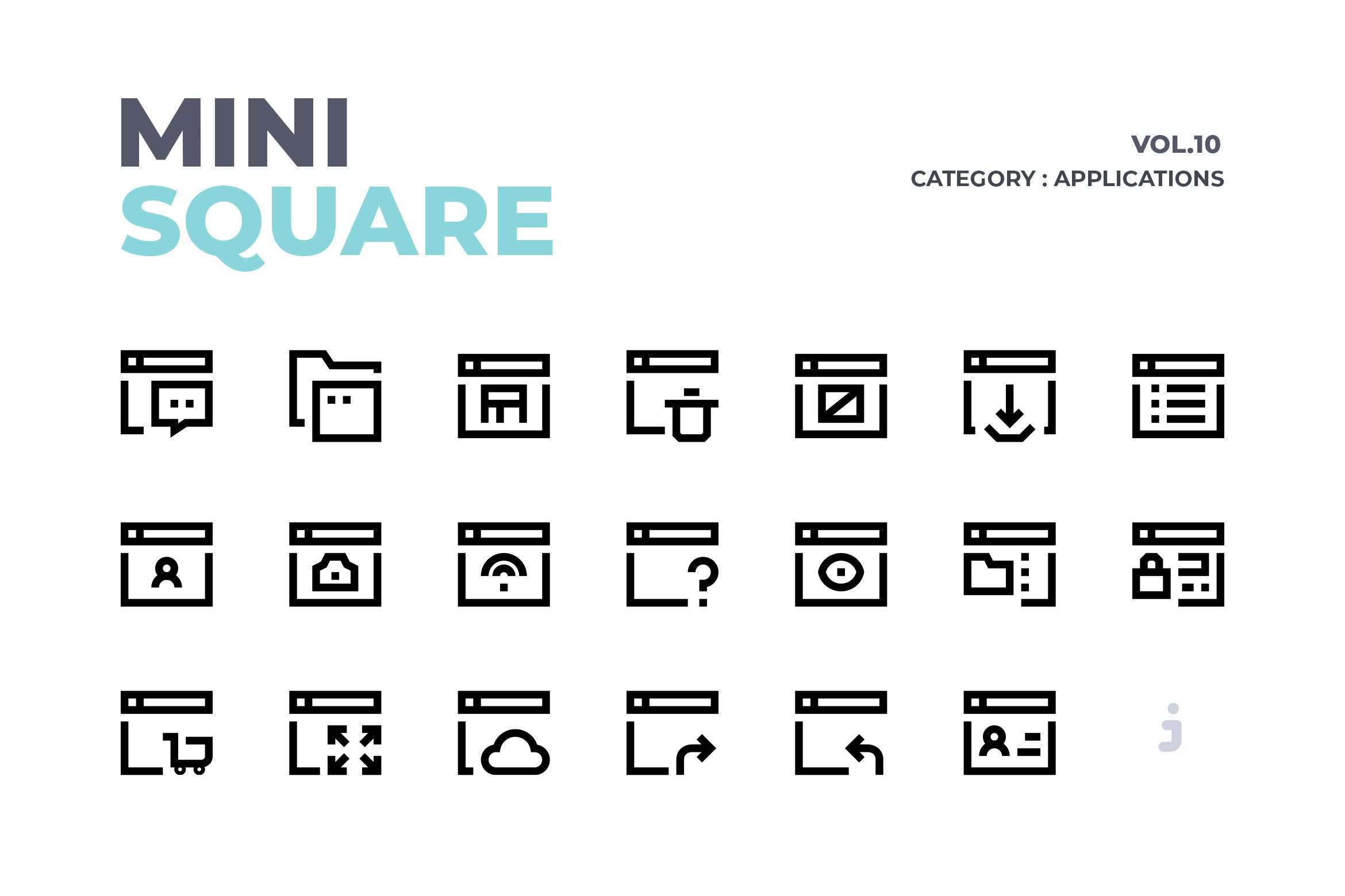 软件应用简约线条风格矢量图标素材 Mini square