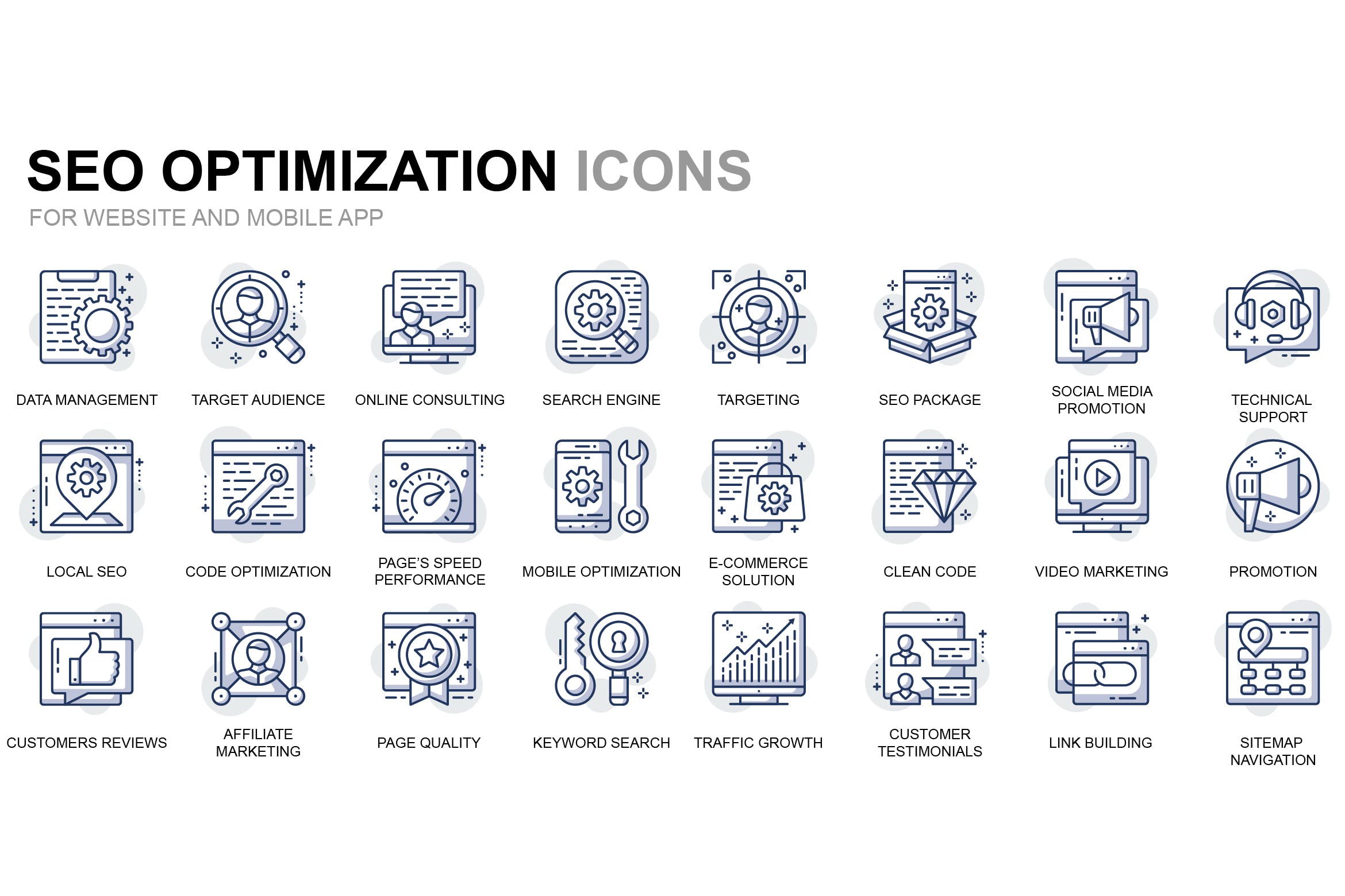 主题细线线性图标素材 Seo and Web Optimiz