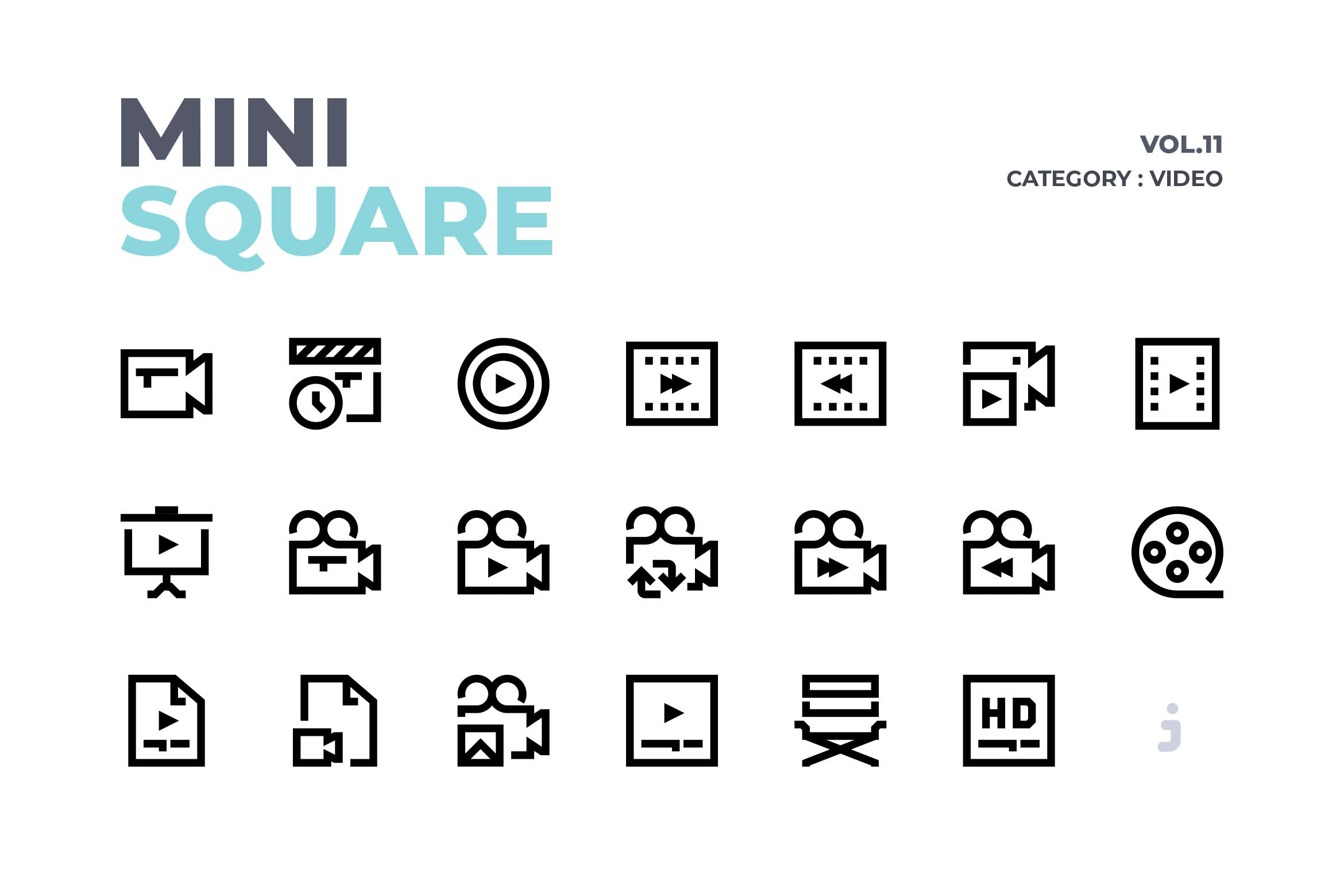 视频多媒体主题线性图标矢量图标素材 Mini square.