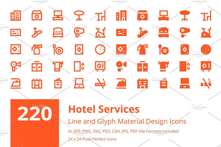 酒店服务材料图标 220 Hotel Services Ma