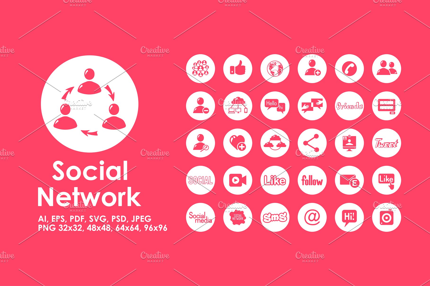 简洁网络社交应用图标 Social network icon